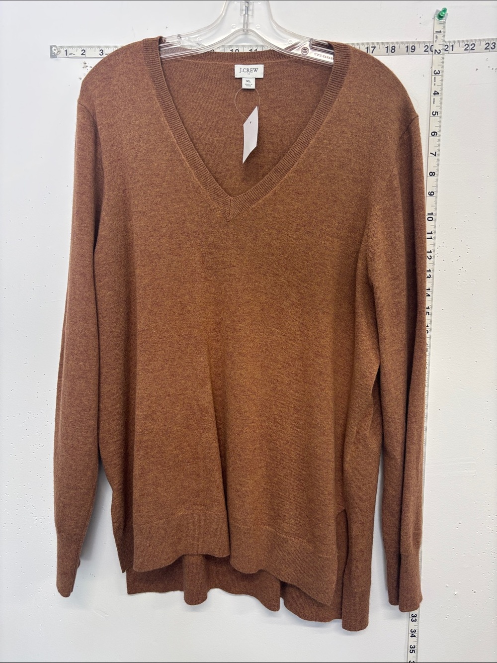 J. Crew Men's V-Neck Sweater in Rust Brown